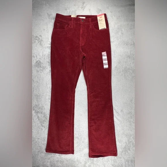 Levi’s 725 High Rise Bootcut Corduroy Jeans Pants Womens 29 Wine Burgundy NWT - Picture 1 of 12